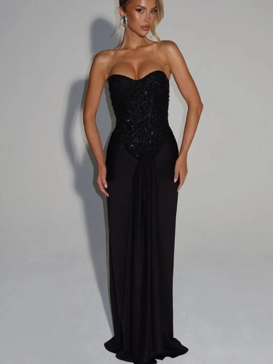 Robe moulante sans bretelles noir